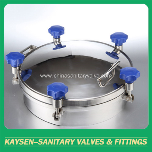 Sanitary circular manways with sight glass